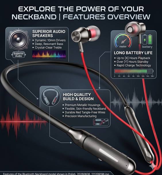 OMY NEW BT BOOM, Neckband with 120HRS Battery, Fast Charge, Bluetooth & Mic.FKN1_10 Bluetooth