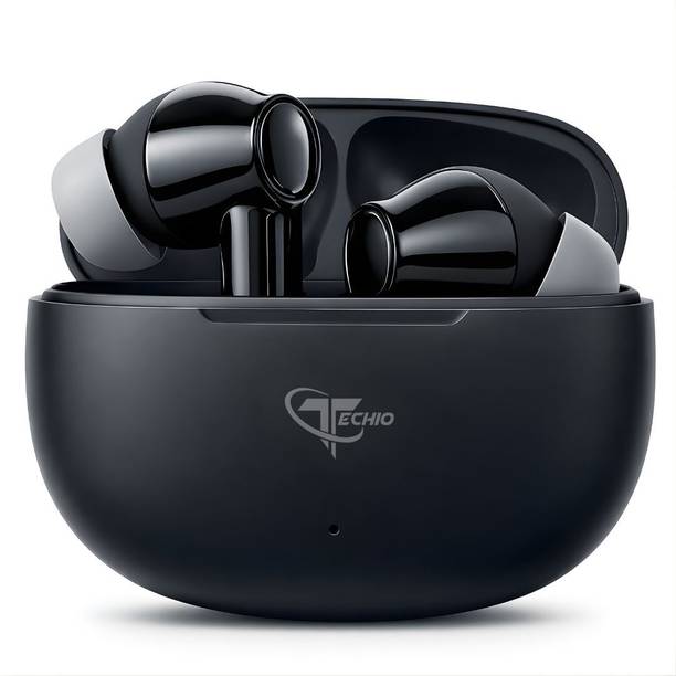 TECHIO Black Earbuds With Premium Quality Sound Bluetooth Headset Bluetooth