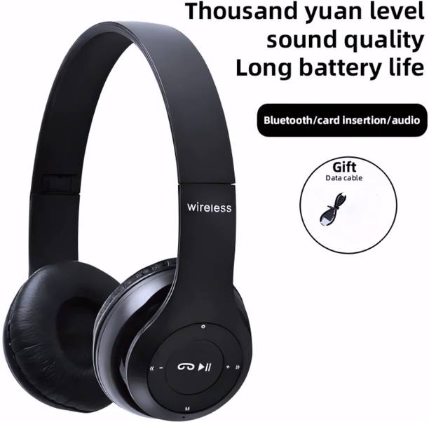 AIZINA Popular Wireless Headphones with Mic for Music, Movies & Gaming._F9 Bluetooth & Wired