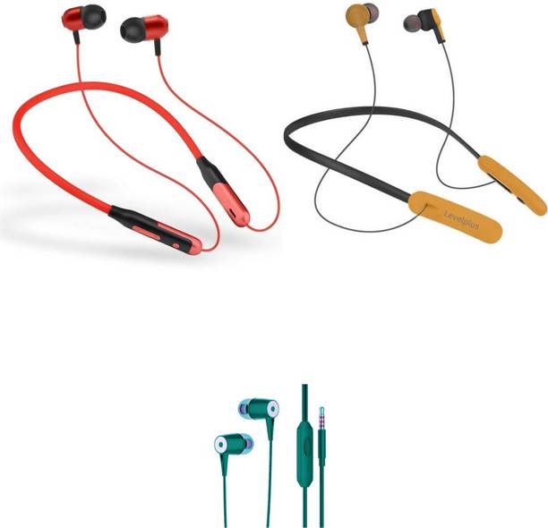 LEVELPLUS Jazz & Rise With Silver Cap Neckband Combo 45 Hours Playtime Bluetooth