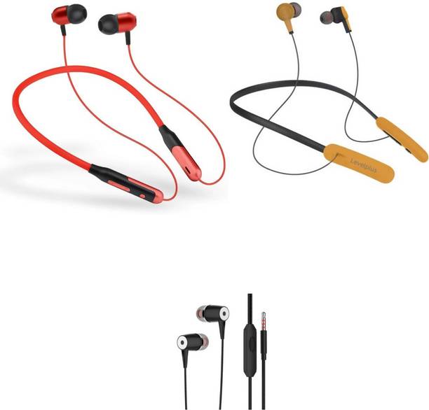 LEVELPLUS Jazz & Rise With Silver Cap Neckband Combo 45 Hours Playtime Bluetooth