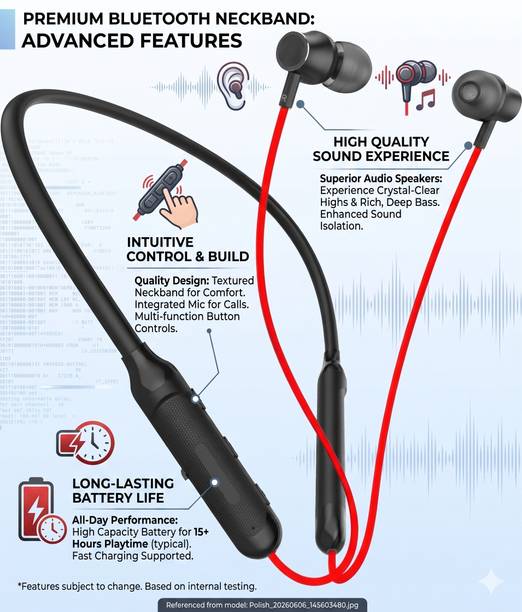 OMY NEW BT BOOM, Neckband with 120HRS Battery, Fast Charge, Bluetooth & Mic.FKN1_7 Bluetooth