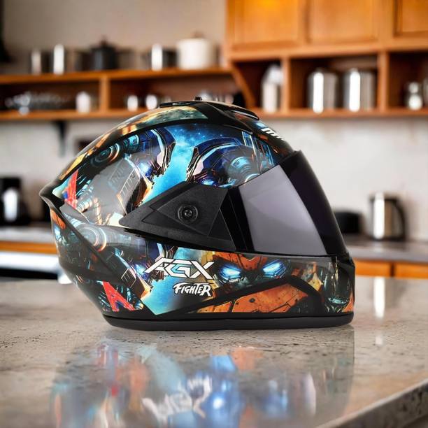 FOROLY Fighter Transformer ABS Material with Black PC visor Motorbike Helmet