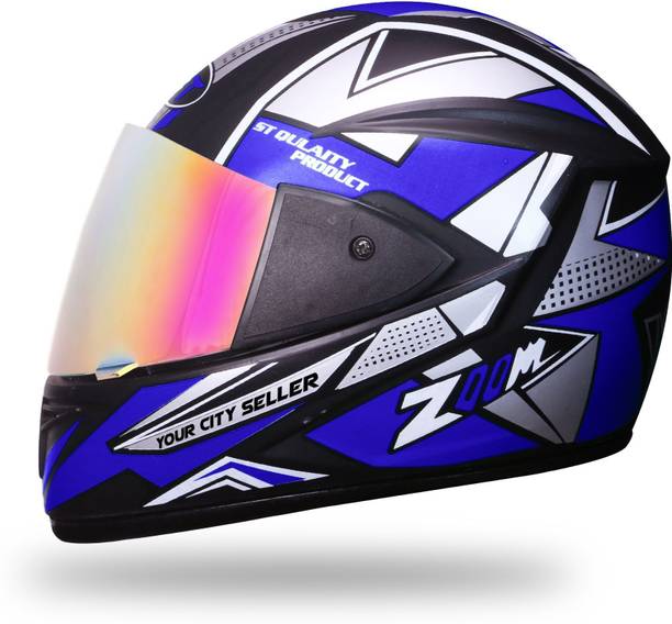 YOURCITYSELLER Full Face Blue Motorbike Helmet With Silicon Unbreakable Glass Motorbike Helmet