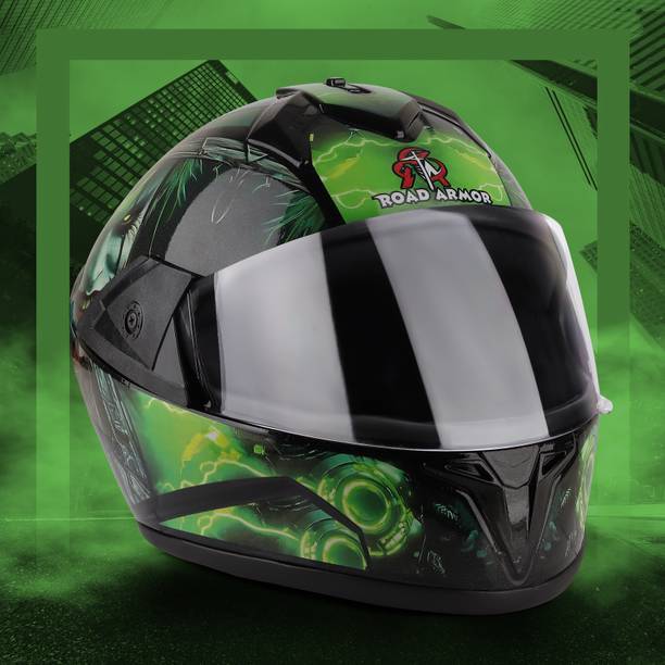 ROAD ARMOR ABS Material Full Face Plain Visor, UV Scratch Resistance Motorbike Helmet