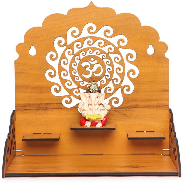 Expro Wooden Om Design Mandir for Home Temple Study, Room, Office Compact & Sturdy Engineered Wood Home Temple