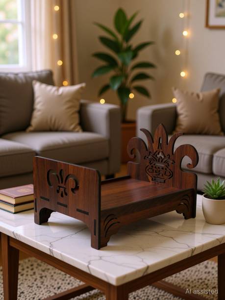 Gojeeva Premium Wooden Carved Pattern Designer Bed For Kanha Ji/Gopal Ji Bed Wooden All Purpose Chowki