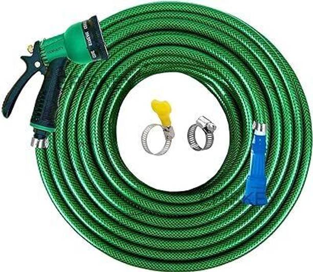 FLOWTUS 0.5 inch, 30 mtr (100 feet) Braided hose garden pipe with 7 way spray nozzle Hose Pipe