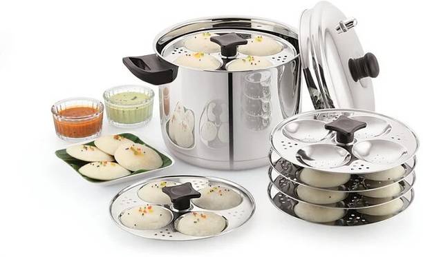 sonu Stainless Steel Idly Cooker, 6 Plates with Micro Holes, Triply Base, Induction & Standard Idli Maker