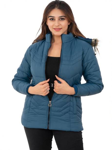 Women's Quilled Jacket Quilted Jacket Regular Fit Hooded Neck Jacket For Women… Women Self Design Quilted Jacket