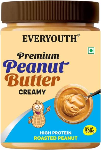 एवरयूथ Peanut Butter Creamy| 26g Protein | Non GMO | Zero Cholesterol | Gluten Free | 500 g