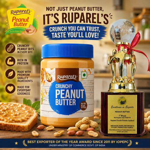 ruparel's CRUNCHY PEANUT BUTTER 510G TASTY & HEALTHY PROTIEN 26.2G PER 100G