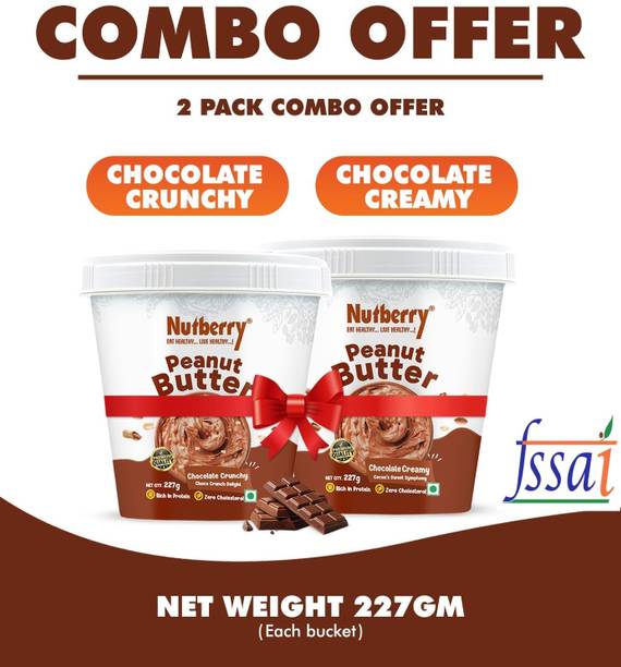 Nutberry PEANUT BUTTER CHOCOLATE CRUNCHY 227GM & CHOCOLATE CREAMY 227GM (COMBO PACK)