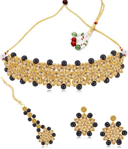 Alloy Gold-plated Black Jewel Set