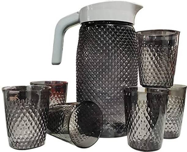 Finner Water Jug 2 Liter with 6 Pcs Glass for Drinking Juice, Milk & Cold Drinks Jug Glass Set
