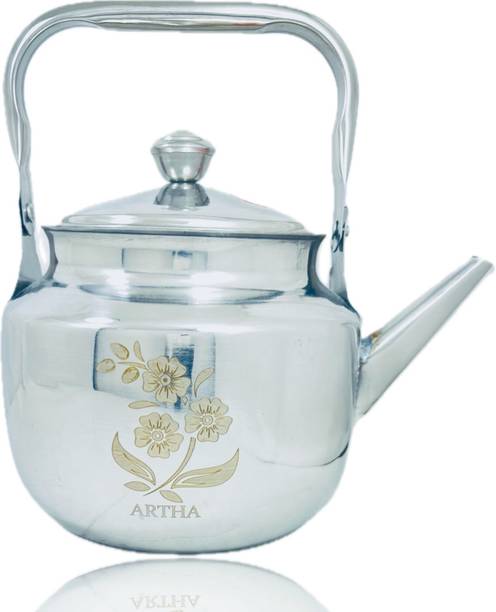 Artha S.S Laser Printed Tea Kettle 1 Ltr Mirror Polish Best Grade Steel Tea Urn