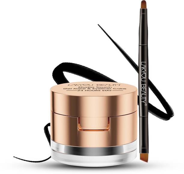 Lakyou Beauty 2in1 Gel Kajal & Eyeliner Cake | 24H Long-Lasting | Waterproof | Intense Black