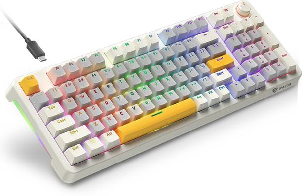 RAEGR MechGear X100 Mechanical Gaming Keyboard, 98 Keys , Rainbow Backlit Wired USB Standard Gaming Keyboard Compatible with Laptop, Desktop