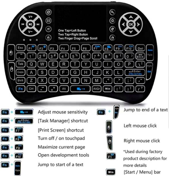 ROAR AJ_800A_MINI WIRELESS KEYBOARD COMPATIBLE WITH LAPTOPS/SMARTPHONES TV TOUCHPAD Wireless Handheld Multi-device Keyboard Compatible with Desktop, Laptop, Mac