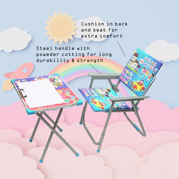 CHHOTA RABBIT TABLE CHAIR FOR KIDS (BLUE) Solid Wood Desk Chair