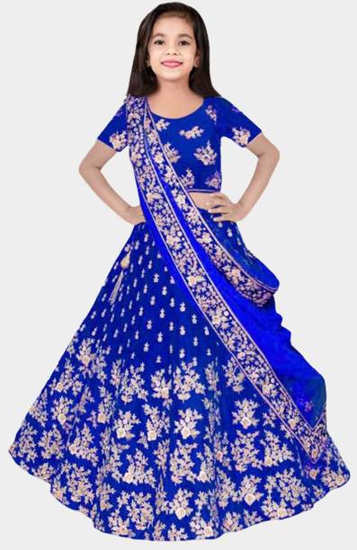 SHRESVA Indi Girls Lehenga Choli Ethnic Wear Embroidered Lehenga, Choli and Dupatta Set