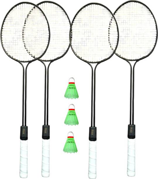 STYRKR Badminton kit Set Of 4 Piece Racquet with 3 Piece Plastic ShuttleCock Bad