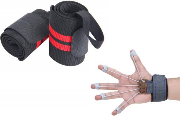 Fitnesstricks Gym Equipment Combo Of Wrist Support Band With Finger Exerciser Gym & Fitness Kit