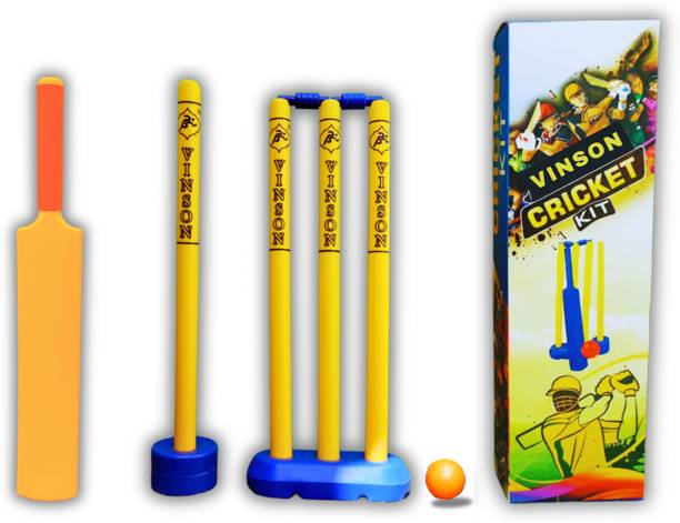 Vinsonsports Junior Cricket Kit for Kids with Bat, Ball, Stumps & Stand | Indoor