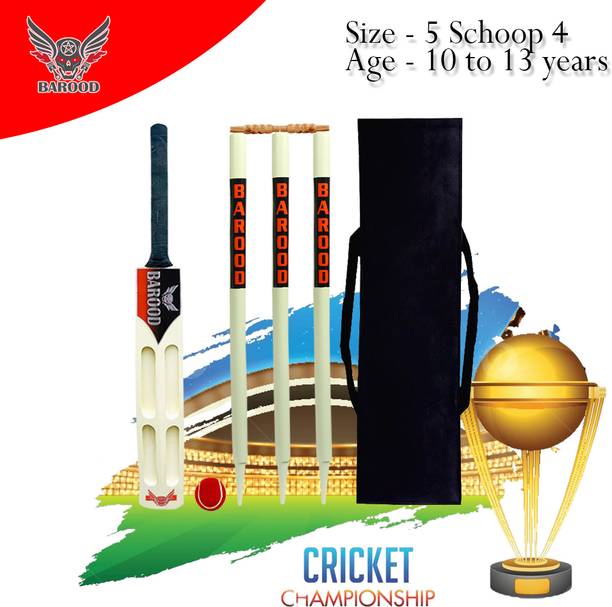 BAROOD Size 5 Schoop 4 Age 10-13 years 1bat,1ball,1cover,2bails,3stumps Wooden Cricket Kit