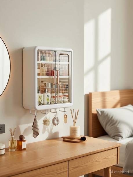 Zeekty Bathroom Storage Organizer/Bathroom Cabinet /Bathroom Shelf Plastic Wall Shelf