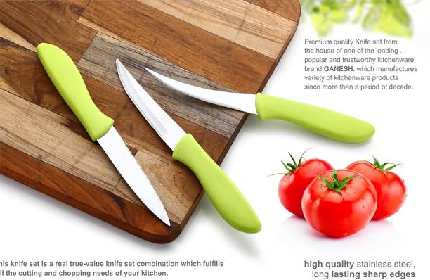 Kappali 3 Pc Plastic, Steel Knife Set for Vegetable & Meat Cutting Knife (multi colour )