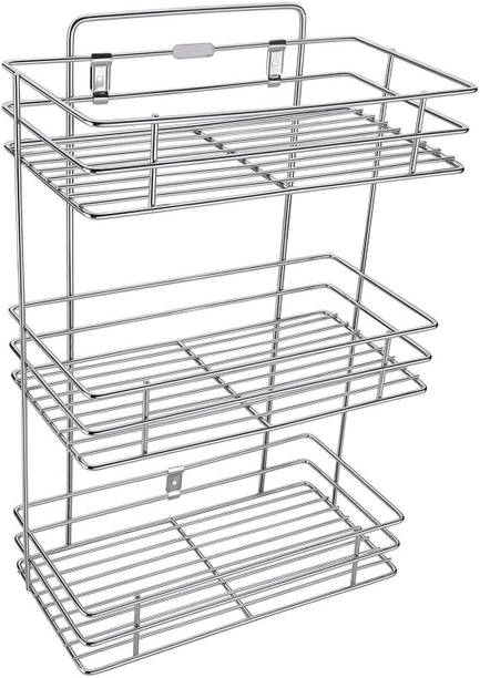 NAKUA Containers Kitchen Rack Steel 3 Tier Shelves Organizer/Basket Multipurpose Kitchen Storage Holder Stand