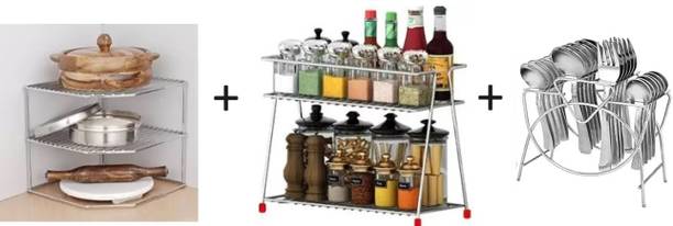 Value Adds Containers Kitchen Rack Steel Value Adds presents a combo pack of folk stand + spice rack + corner