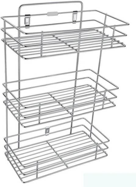 Delhi Kitchenware Utensil Kitchen Rack Steel 3 Shelf Stainless Steel Multipurpose Storage Shelf Steel