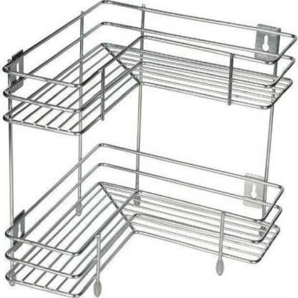 Kombuis Kitchenware Containers Kitchen Rack Steel Multipurpose 3 tier corner rack stand for kitchen / bathroom