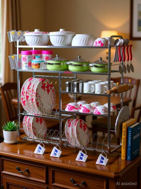 AVAIL Utensil Kitchen Rack Steel Creative In Innovation 5-Tier Multipurpose Kitchen Storage Shelves (31 x30 Inch)