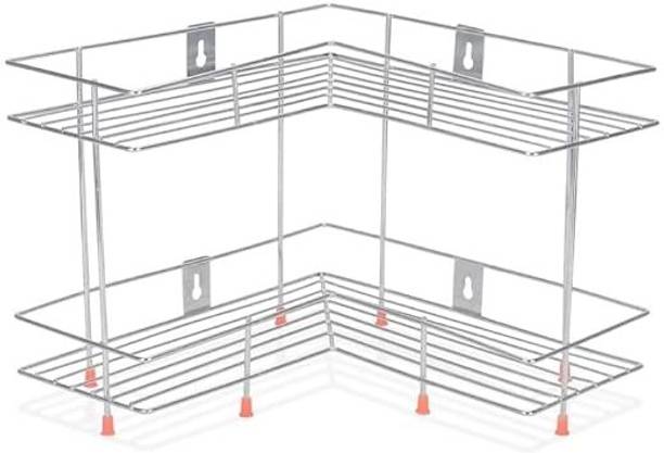 Toro Utensil Kitchen Rack Steel Stainless Steel L Corner Shape |Double Layer 2-Tier