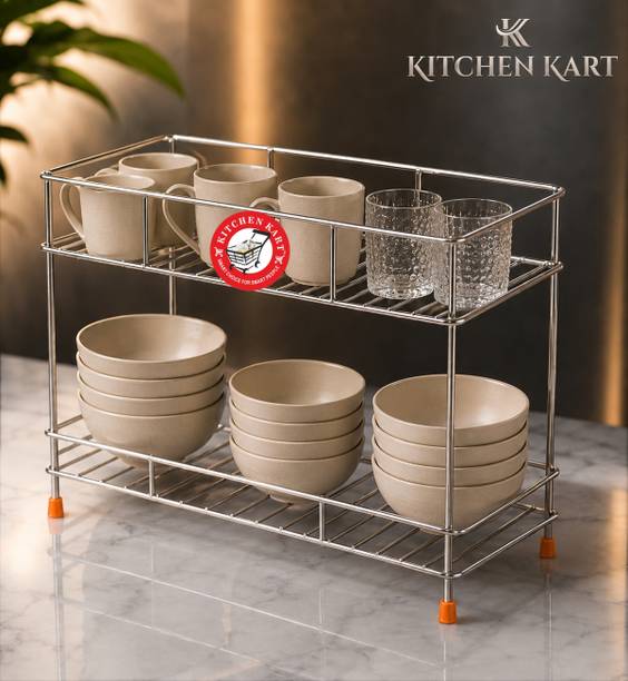 KITCHEN KART Containers Kitchen Rack Steel Heavy Duty 2 Tier Countertop Spice Organizer with Anti-Slip Feet