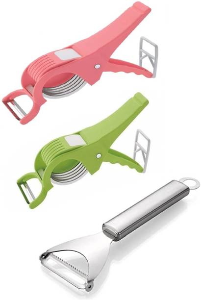winger Multipurpose 2 in 1 Veg Cutter Cum Peeler Hand Cutter And Y-Shaped SS Peeler Kitchen Tool Set