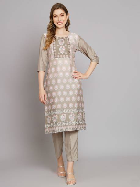 Anmi Printed Crepe Straight Kurta for Women