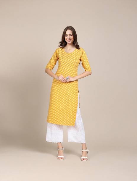 EthnicBasket Printed Crepe Straight Kurta for Women