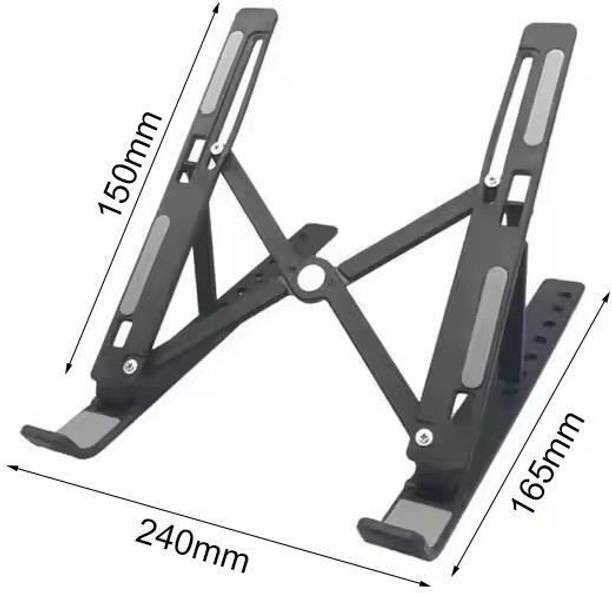 Inaya enterprises 7 Angles Adjustable Foldable Compatible All Other Notebook Black Aluminium Floor and Desk Stand Rotatable Laptop Stand with Adjustable Height Compatible with Universal Laptops