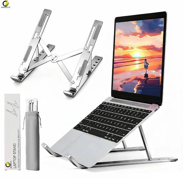 MARSELITE Universal Stand Laptop Phone Book Adjustable Holder MARS-ST4 Aluminium Desk Stand Laptop Stand with Adjustable Height Compatible with 26 - 35 cm Laptops