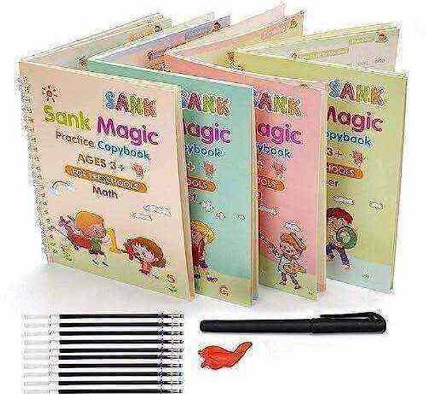 Foxter MAGIC BOOK ENGLISH LANGUAGE ALPHABET AND NUMBER 4BOOK+10REFILLS+1PEN+1GRIP-520