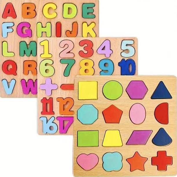 ZEQTOS 3in1 Wooden Learning Educational ABCD Board for Kids Activity Toys for Toddlers