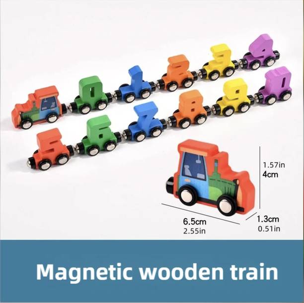 CHUTTI TOYS Magnetic Wooden Train Toy for Kids Multicolor Alphabet Educational Train Set