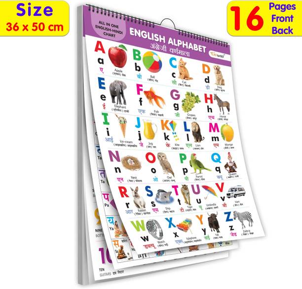 GO WOO ENGLISH-HINDI Chart For Kids (16 Charts ) Children Spiral Wall Picture Chart
