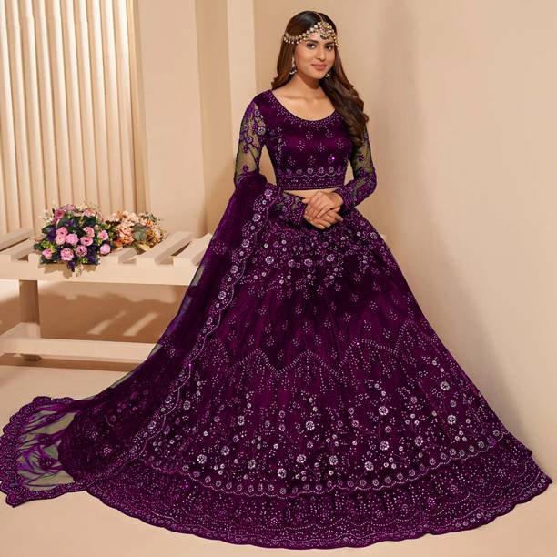 Cute Fellow Embroidered Semi Stitched Lehenga Choli - Image 5