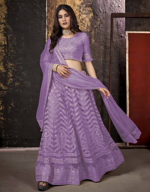 Cute Fellow Embroidered Semi Stitched Lehenga Choli - Image 3