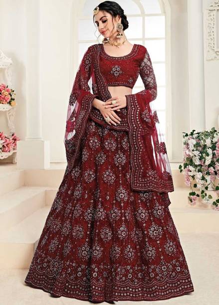 Cute Fellow Embroidered Semi Stitched Lehenga Choli - Image 3